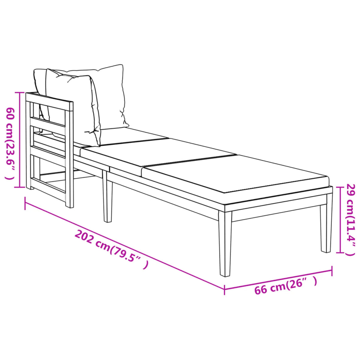 2 Piece Acacia Wood Sun Lounger with Cream White Cushion K20817