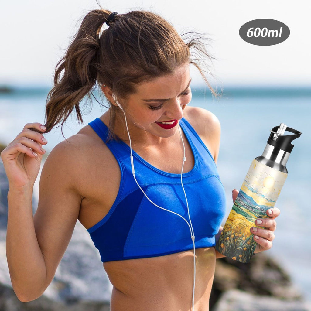 20 oz Insulated Stainless Steel Water Bottle with Straw Lid N2586
