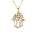 14K Yellow Gold Hamsa Pendant Necklace with 22" chain Y411019