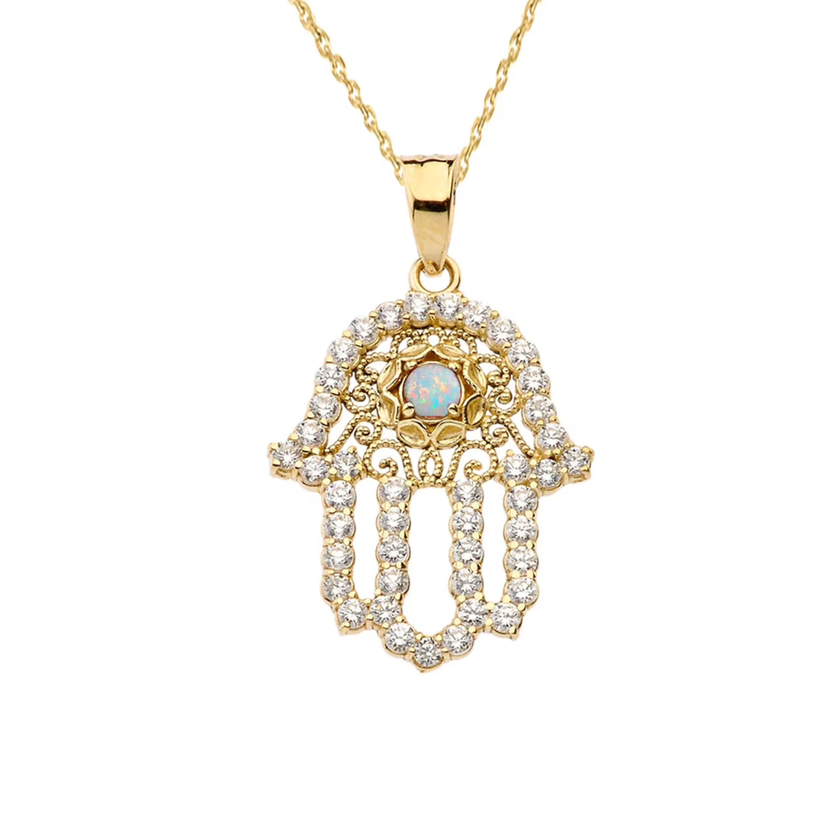 14K Yellow Gold Hamsa Pendant Necklace with 22" chain Y411019