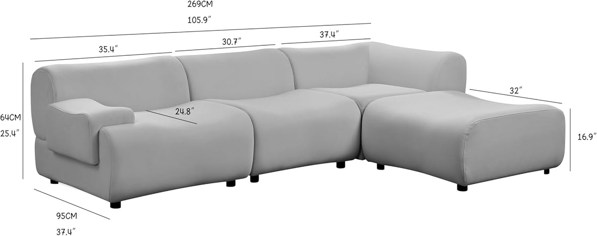105.9'' Curved Sectional Sofa (Orange) M27074