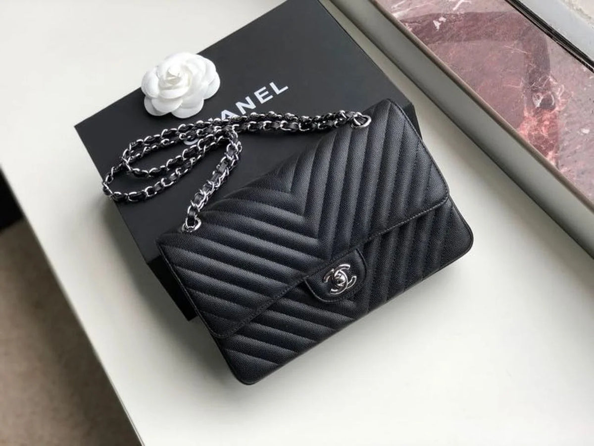 Black Chevron Handbag W7762