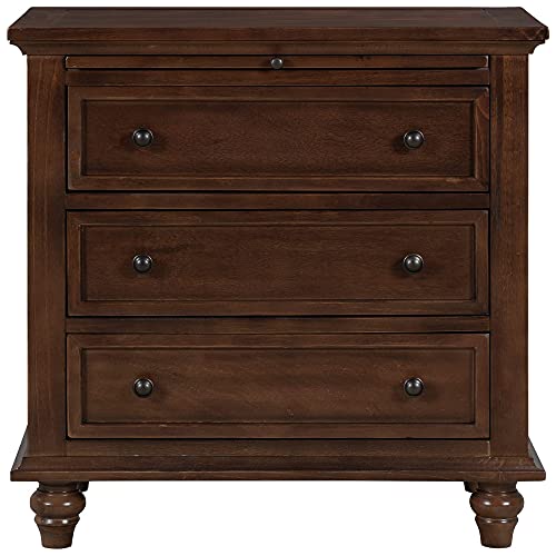 3-Drawer Wooden Nightstand with Pull-Out Tray (Blue) E966
