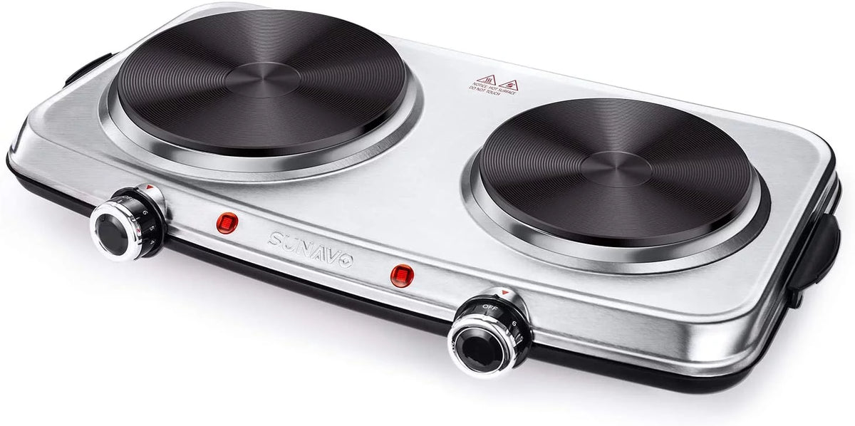 1800W Electric Double Burner Stainless Steel Hot Plate A15804
