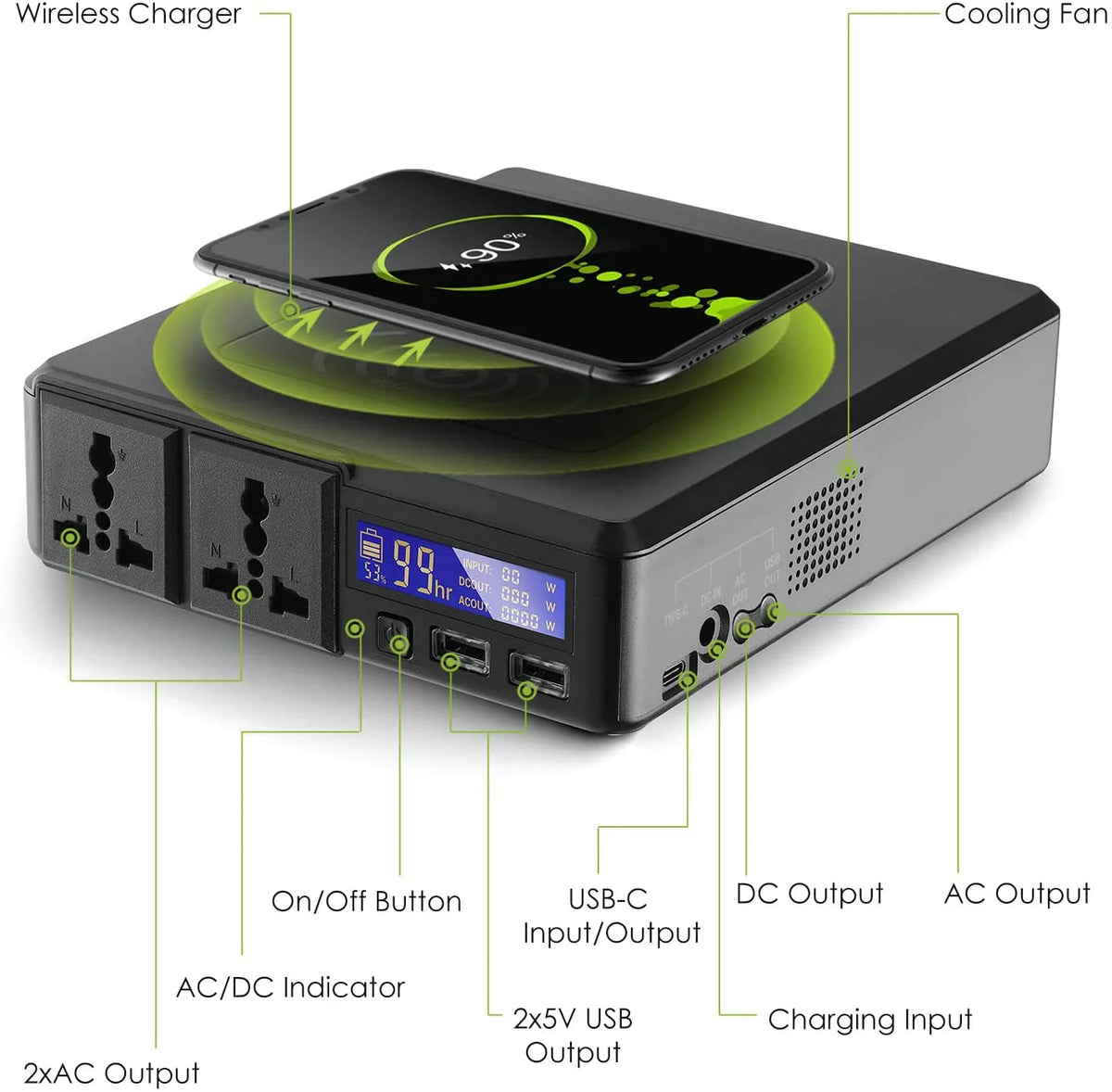 200W 154Wh Portable Power Station with 100W Foldable Solar Panel T245
