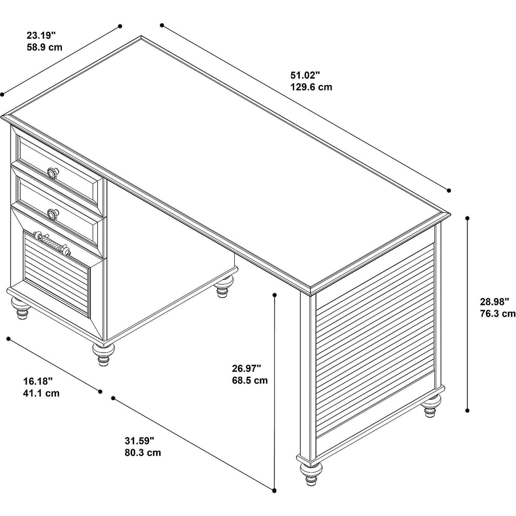 51x22 Desk with File Cabinet, Coastal Cherry W858