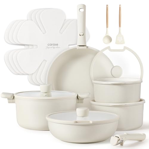 17 Pc Non Stick Cookware Set with Removable Handle F6740