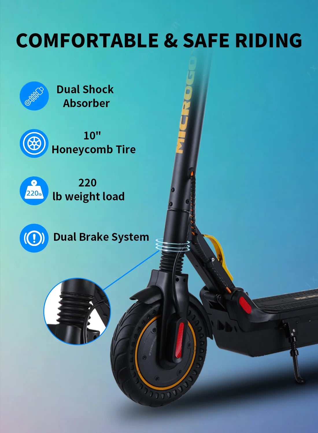 500W Motor 10 Honeycomb Tires Foldable Electric Scooter M2568