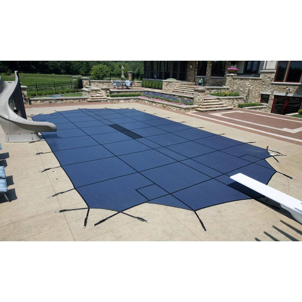 Blue 20-Year Ultra Light Solid Safety Cover for 12-ft x 20-ft Pool w/ Right Step H26437