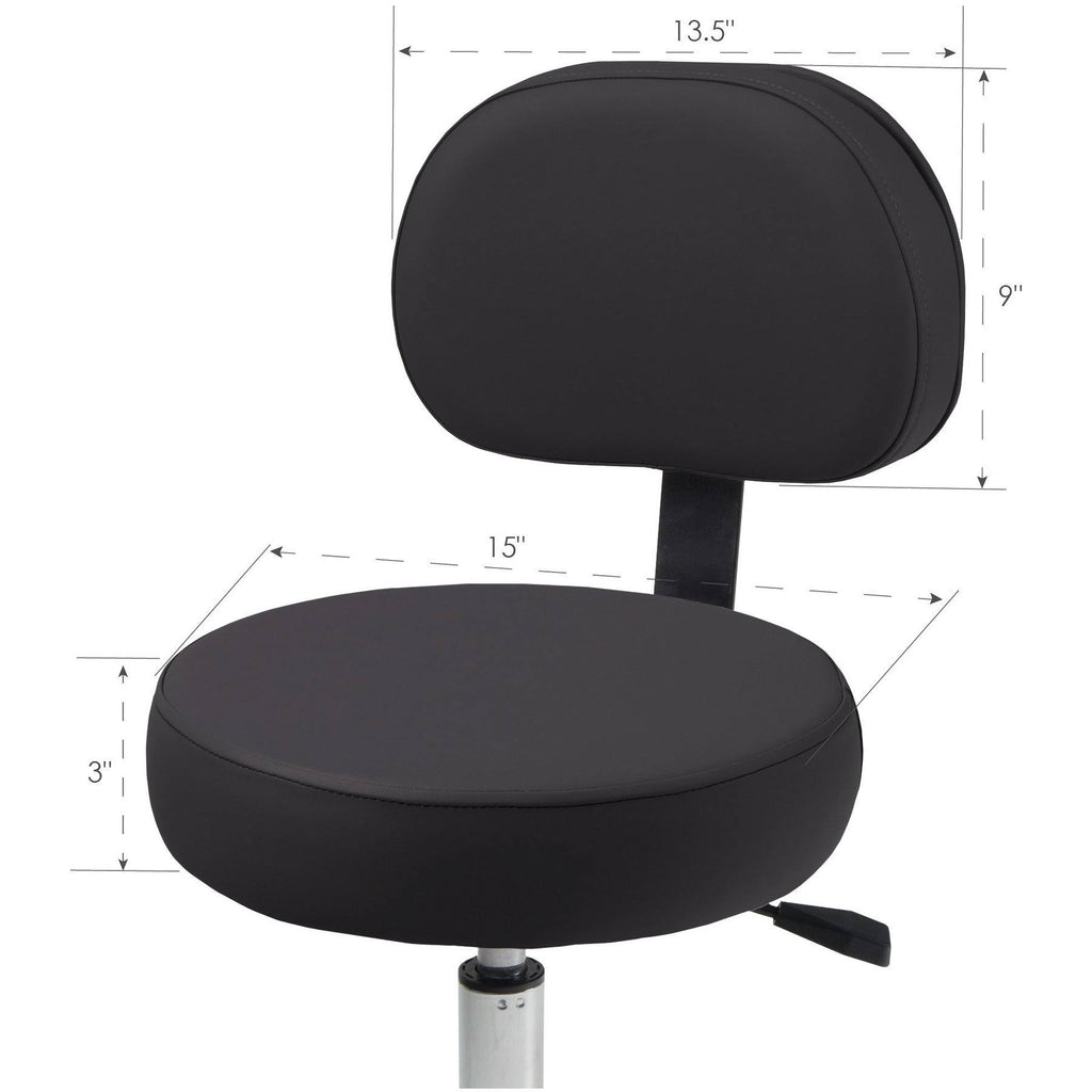 Black Rolling Stool with Back X755876