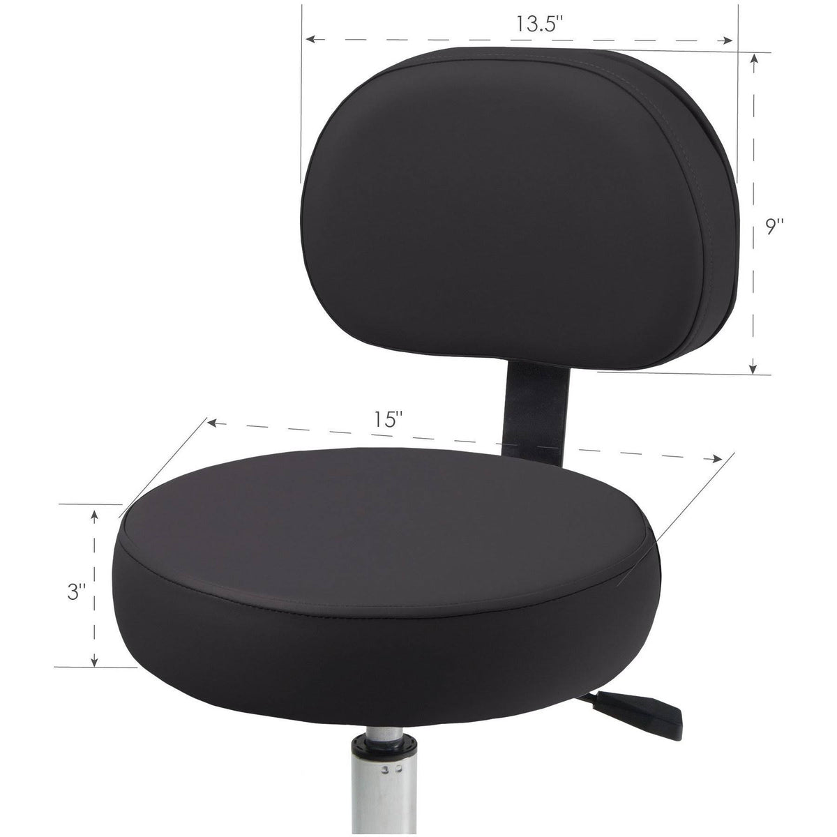 Black Rolling Stool with Back X755876