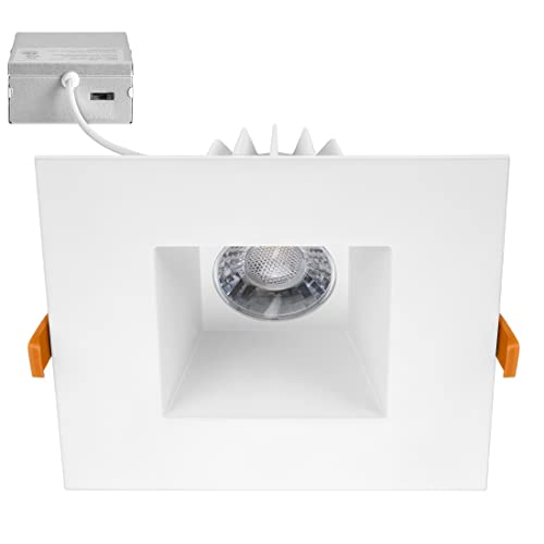 6" Ultra-Thin Recessed LED Downlight Canless IC Rated 1200 Lumens 5 Color Temperature Select Dimmable Square Black Trim 90 CRI R4871
