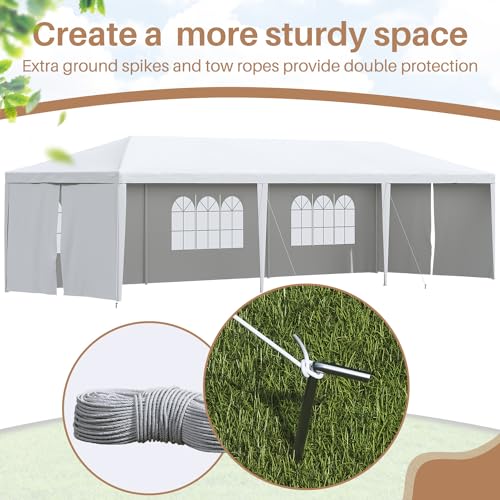 10x30 Outdoor Canopy Tent with 8 Side Removable Walls White D513612