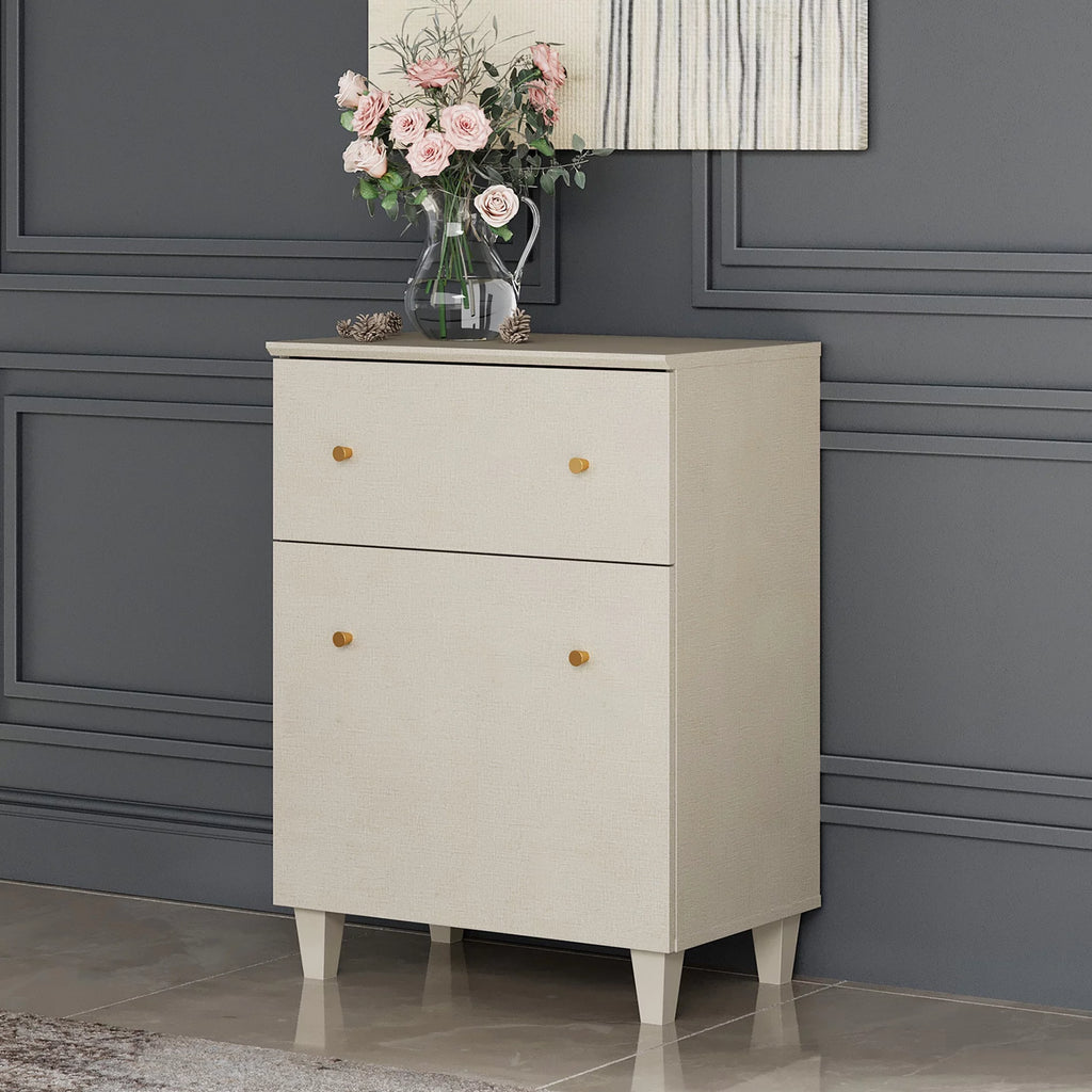 Beige Storage Cabinet with Drawer and Door K133716
