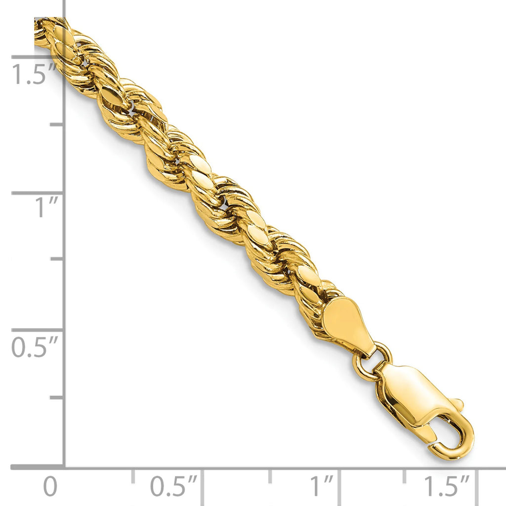 14 Karat Yellow Gold Diamond-cut Rope Chain Bracelet P9847
