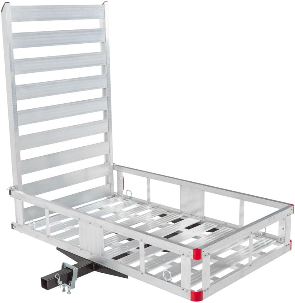 Aluminum Hitch Cargo Carrier Basket with Loading Ramp P79345
