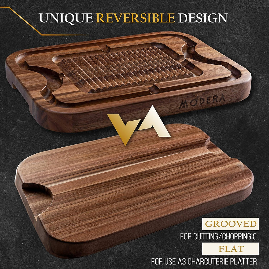 Acacia Wood Cutting Board with Deep Juice Grooves D309
