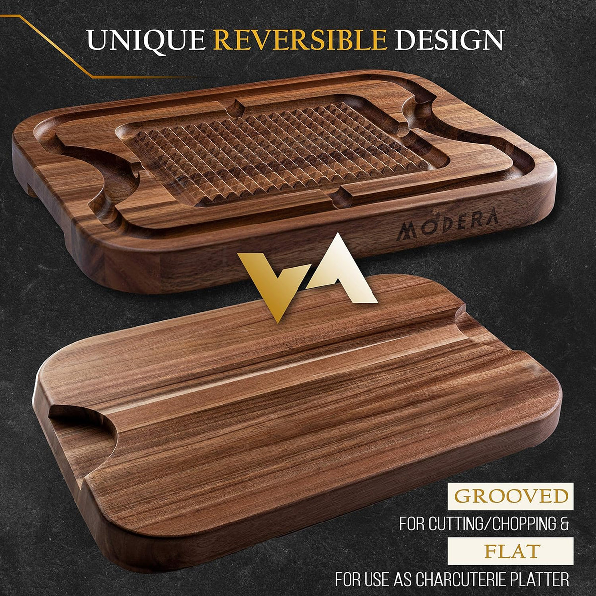 Acacia Wood Cutting Board with Deep Juice Grooves D309