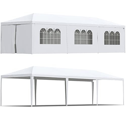 10x30 Outdoor Canopy Tent with 8 Side Removable Walls White D513612