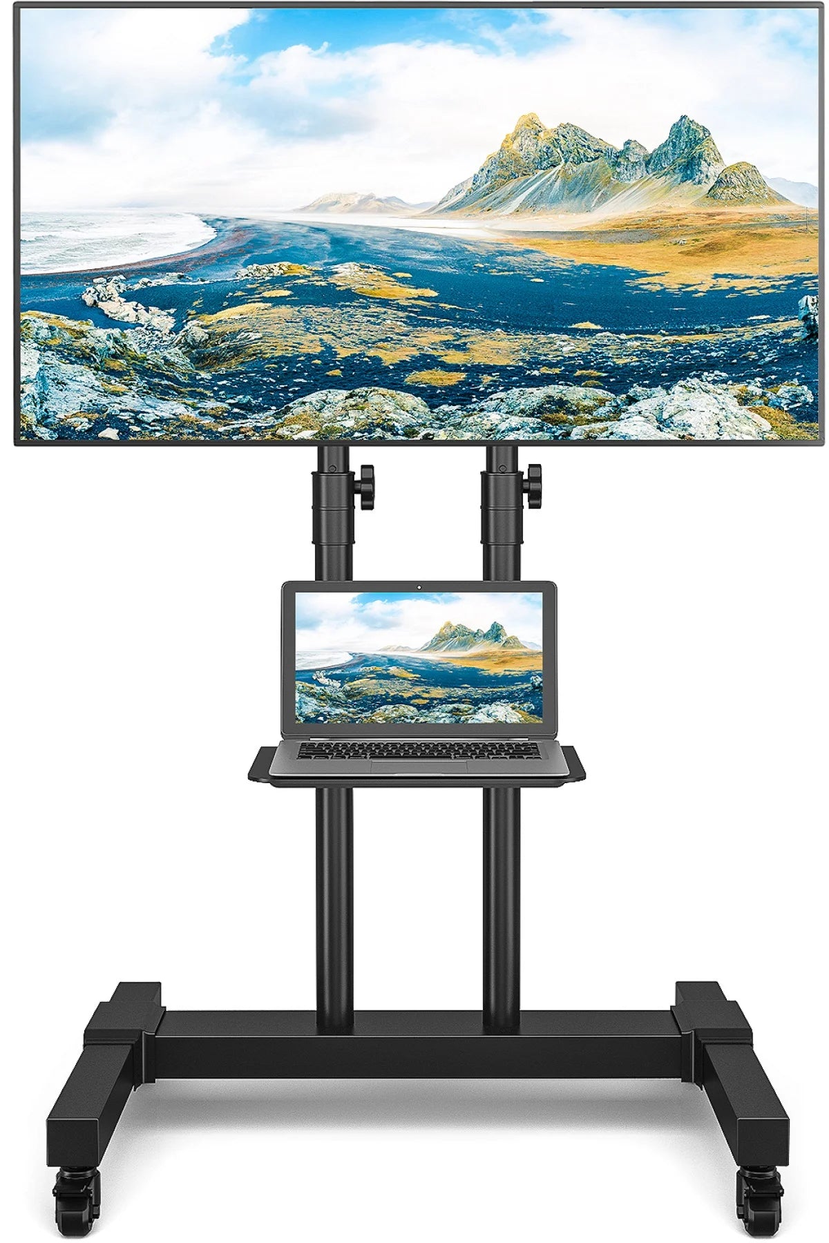 Black Heavy Duty Rolling TV Cart for TVs up to 75 inch N58504