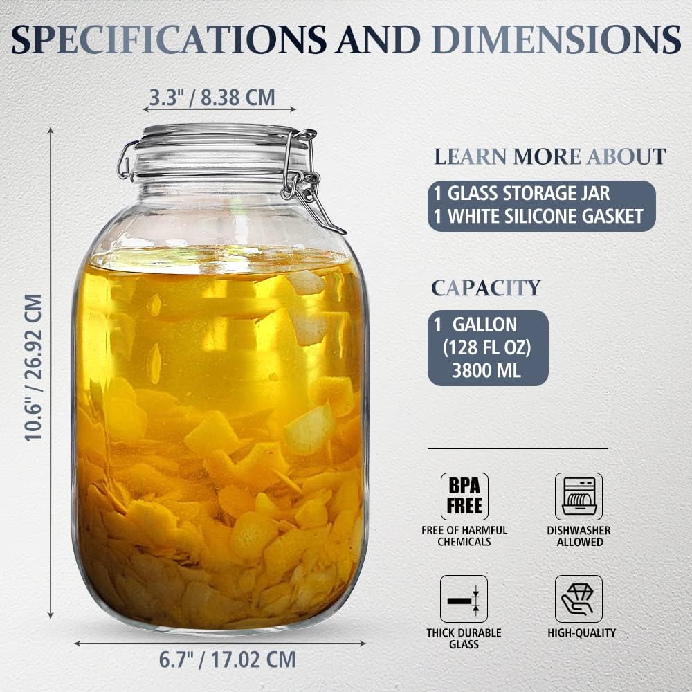 1 Gallon Glass Jar with Airtight Lid I220
