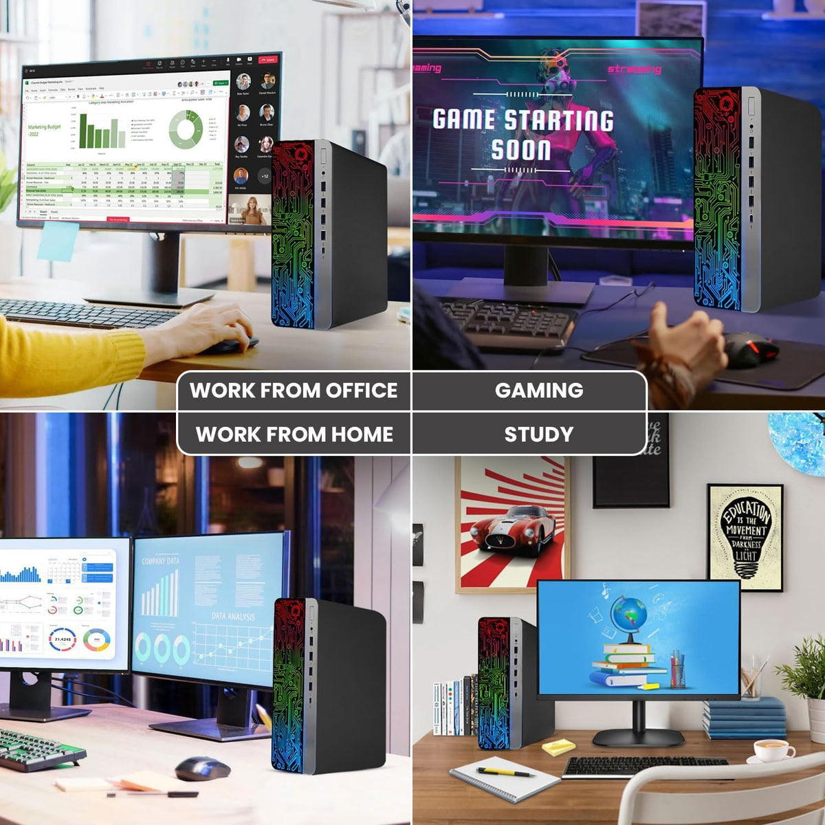 Intel Core i5-6th Gen 16GB DDR4 Ram 512GB SSD Radeon RX-550 4GB DDR5 Graphics Card Windows 10 Pro Computer Tower Z691213