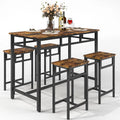 5 Piece Wooden Metal Dining Table and Stools Set J994