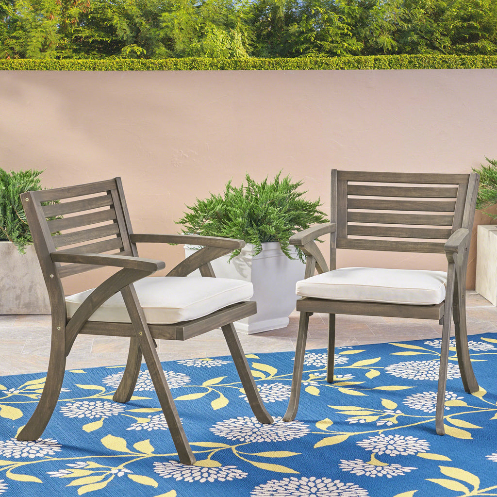 Acacia Wood Dining Chairs with Cushion, Set of 2 I25167