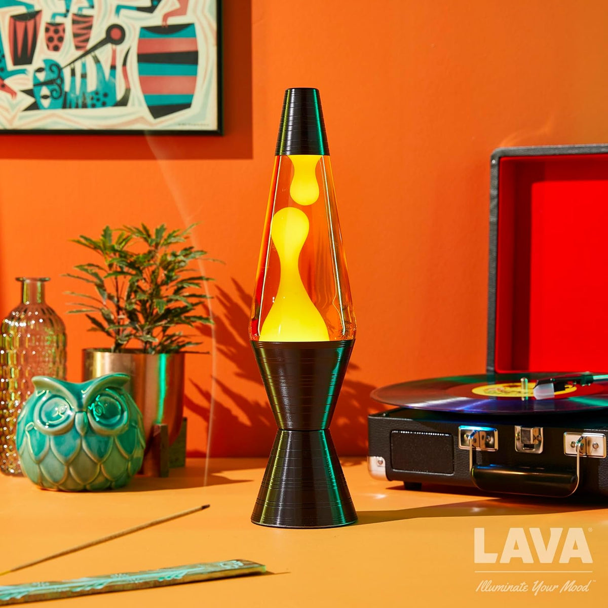 14.5'' Yellow Wax and Orange Liquid Motion Light O416