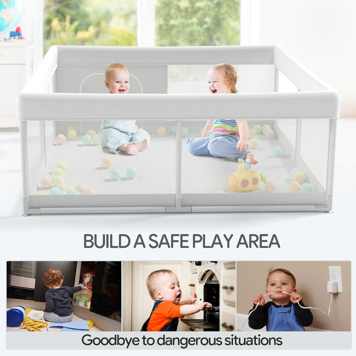 47x47inch Baby Playpen with Safety Non-Slip S173