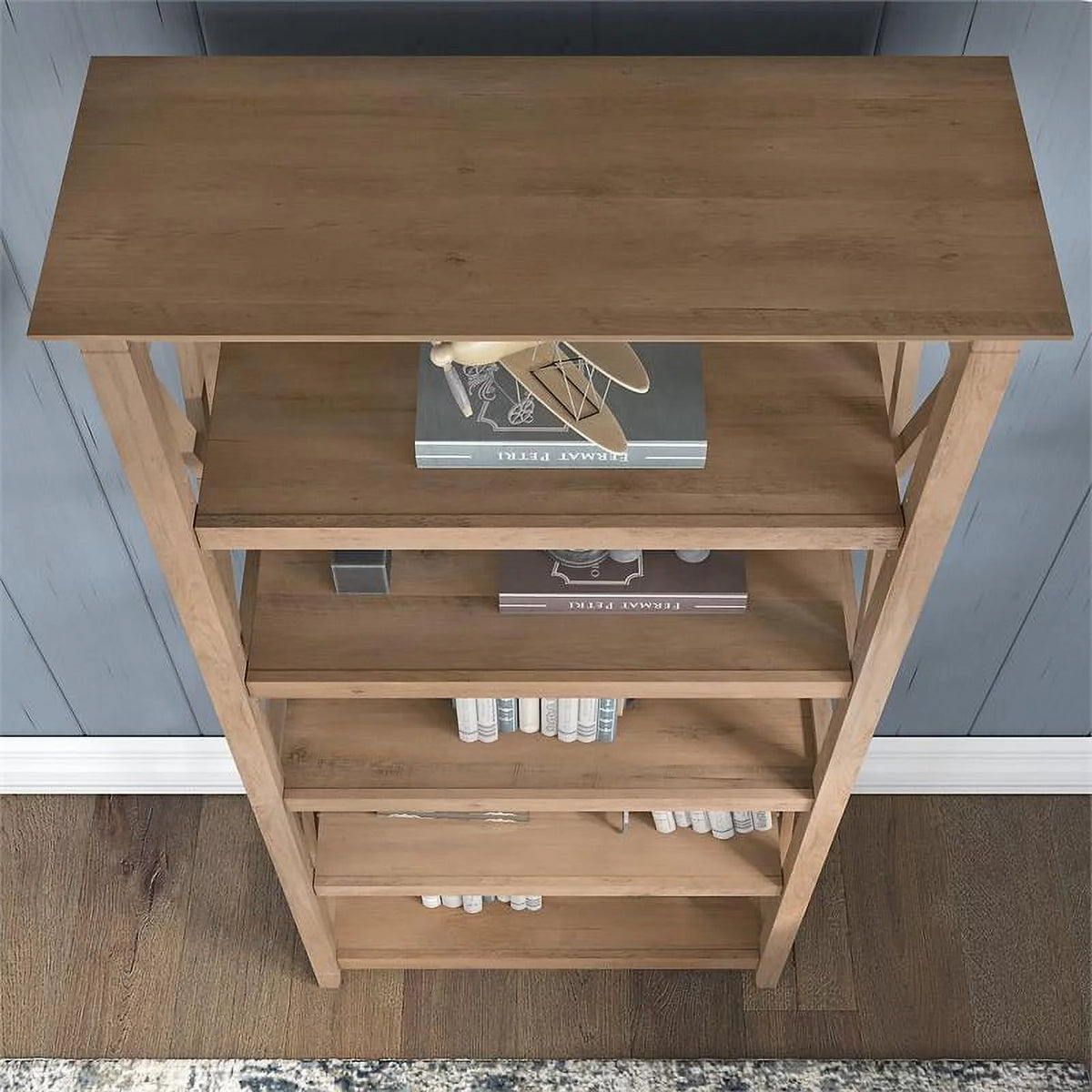 5-Shelf Reclaimed Pine Wood Bookcase J29589