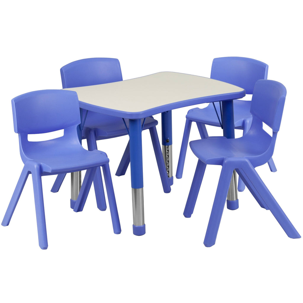 Blue Height-Adjustable Plastic Activity Table Set I287580