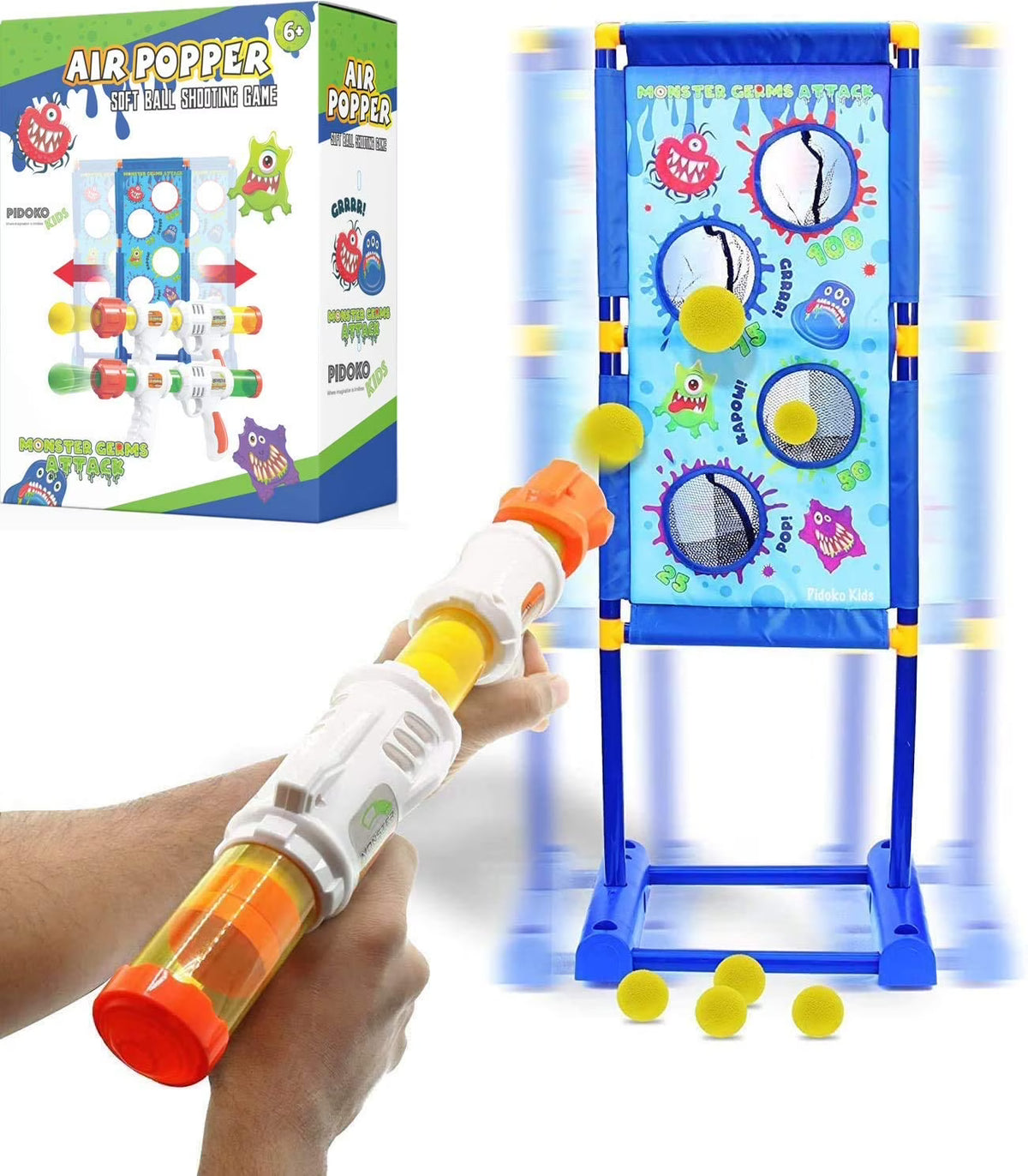 2 Pack Foam Ball Air Popper Guns with Moving Targets F71709