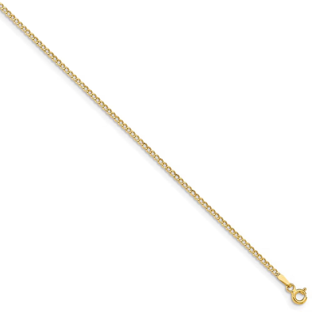 14k Yellow Gold Hollow Curb Chain Necklace, 22 Inch I1290