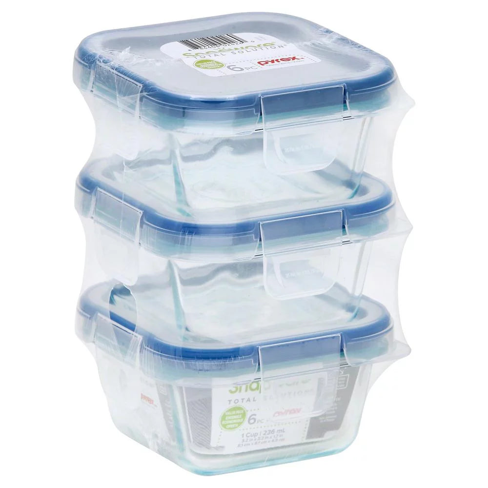 1-Cup Glass Square Storage Container (3-Pack) J95235