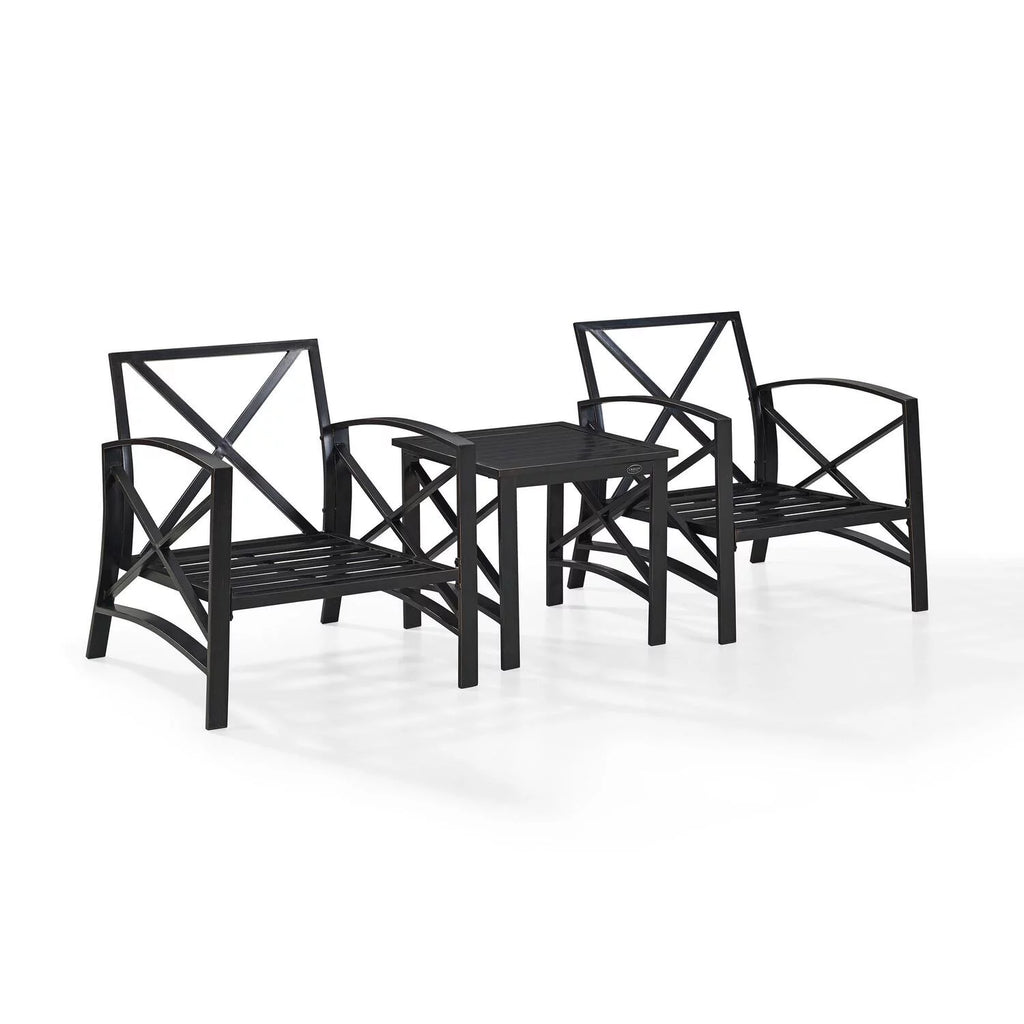 3Pc Outdoor Metal Armchair Set with Side Table N3456