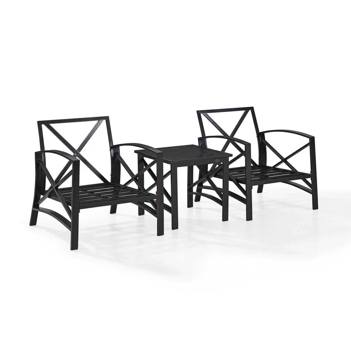 3Pc Outdoor Metal Armchair Set with Side Table N3456