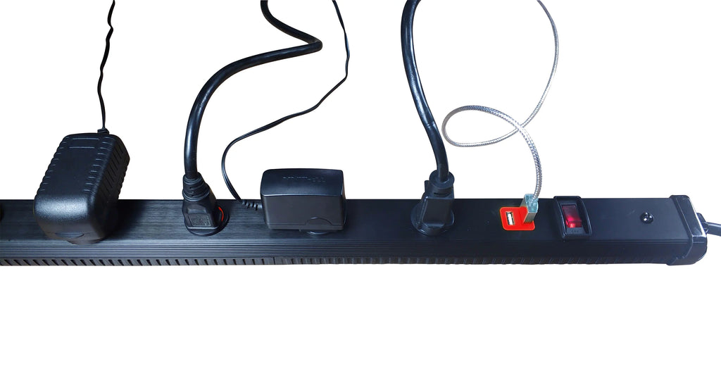 9 Outlet Metal Power Strip with 2 USB Ports D74731