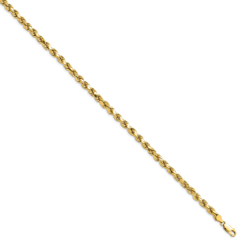 14 Karat Yellow Gold Diamond-cut Rope Chain Bracelet P9847
