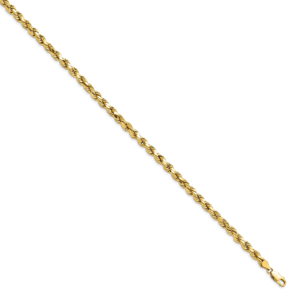 14 Karat Yellow Gold Diamond-cut Rope Chain Bracelet P9847