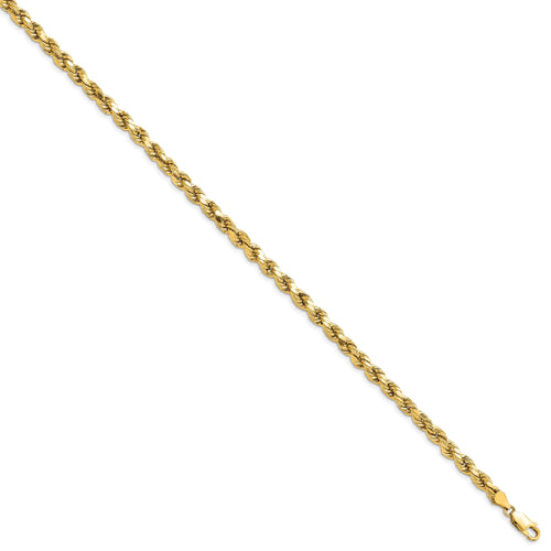 14 Karat Yellow Gold Diamond-cut Rope Chain Bracelet P9847