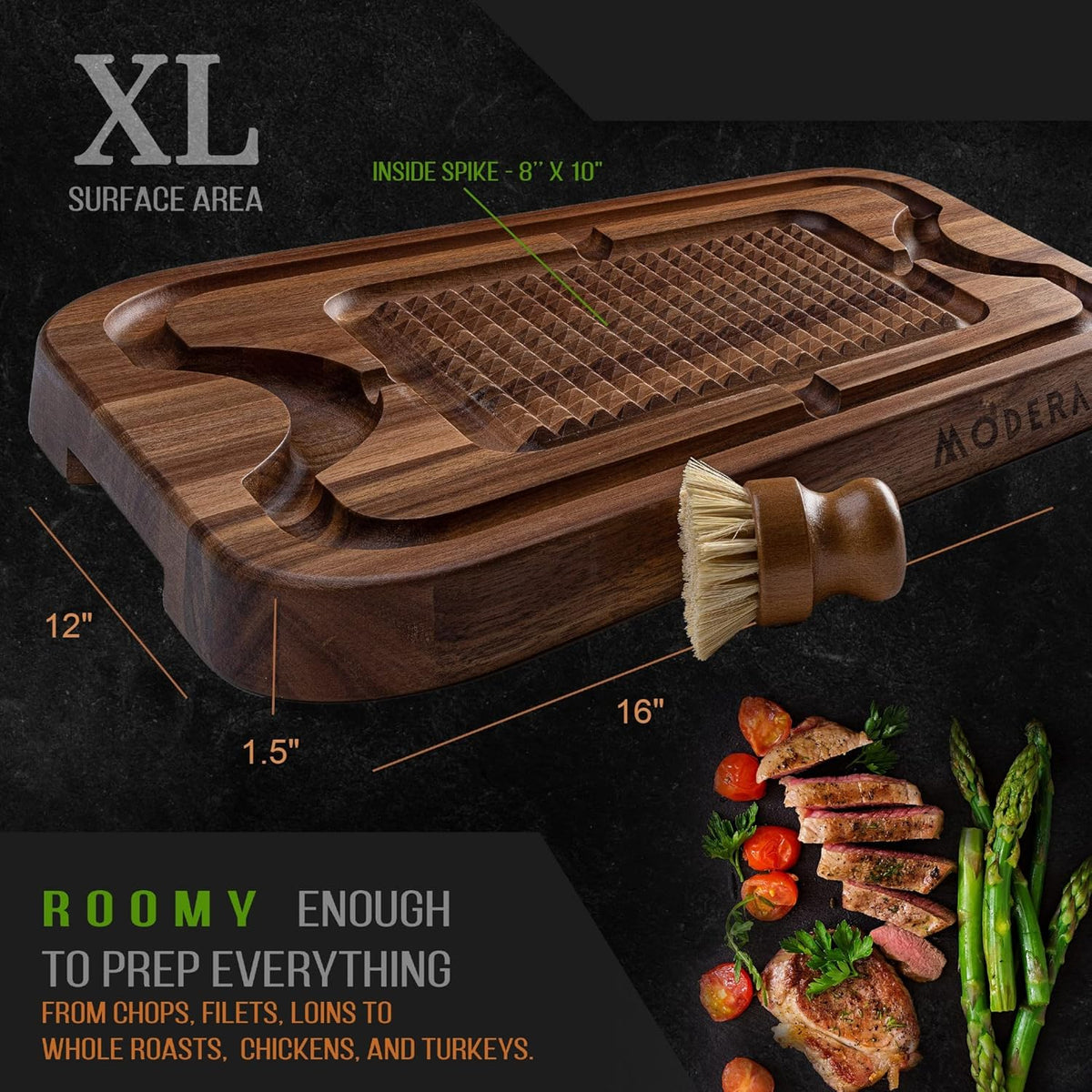 Acacia Wood Cutting Board with Deep Juice Grooves D309