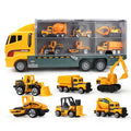 Beige Carrier Truck Toy Car Transporter with 6 Metal Cars Y6937