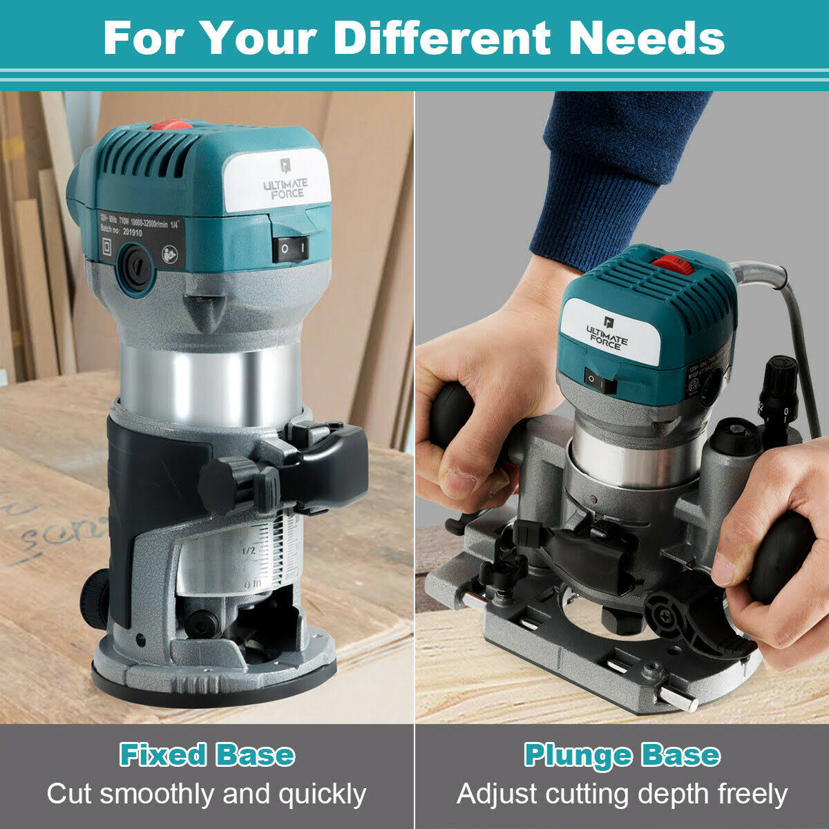 1.25HP Variable Speed Palm Router with Plunge Base R68594