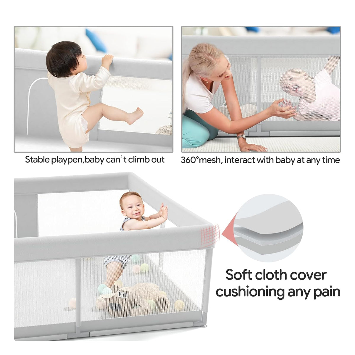 47x47inch Baby Playpen with Safety Non-Slip S173