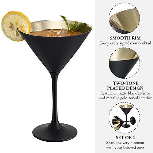 8 Ounce Copper Tone Martini Glasses, Set of 2 D316