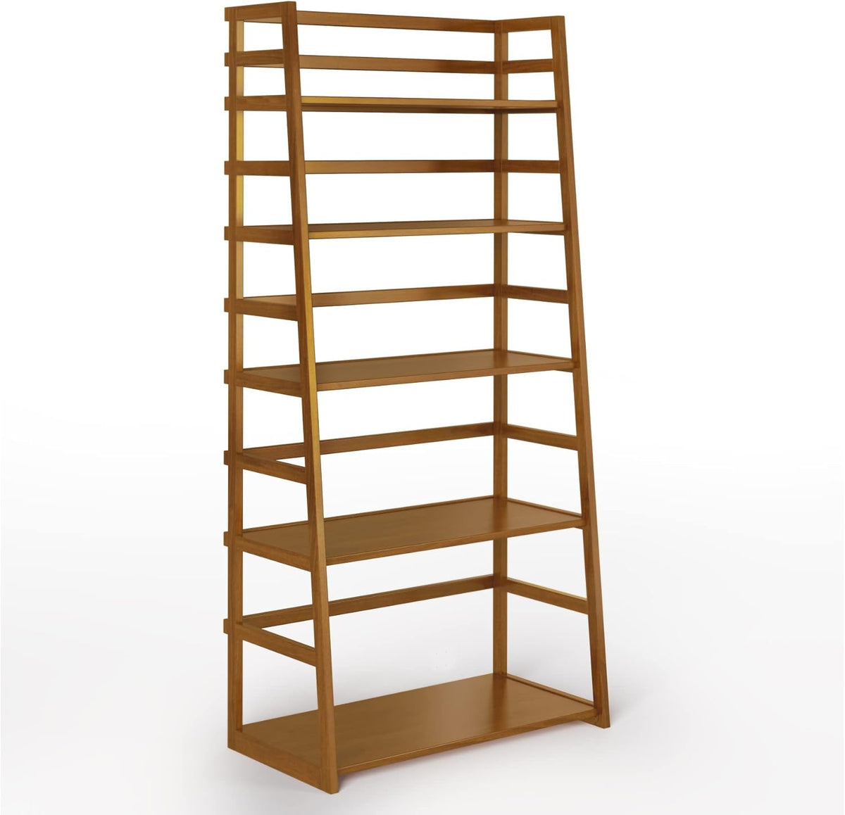 Black 5 Shelf Solid Wood Ladder Bookcase L511438
