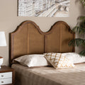 Ash Walnut Finished Wood and Synthetic Rattan King Size Arched Headboard I493768