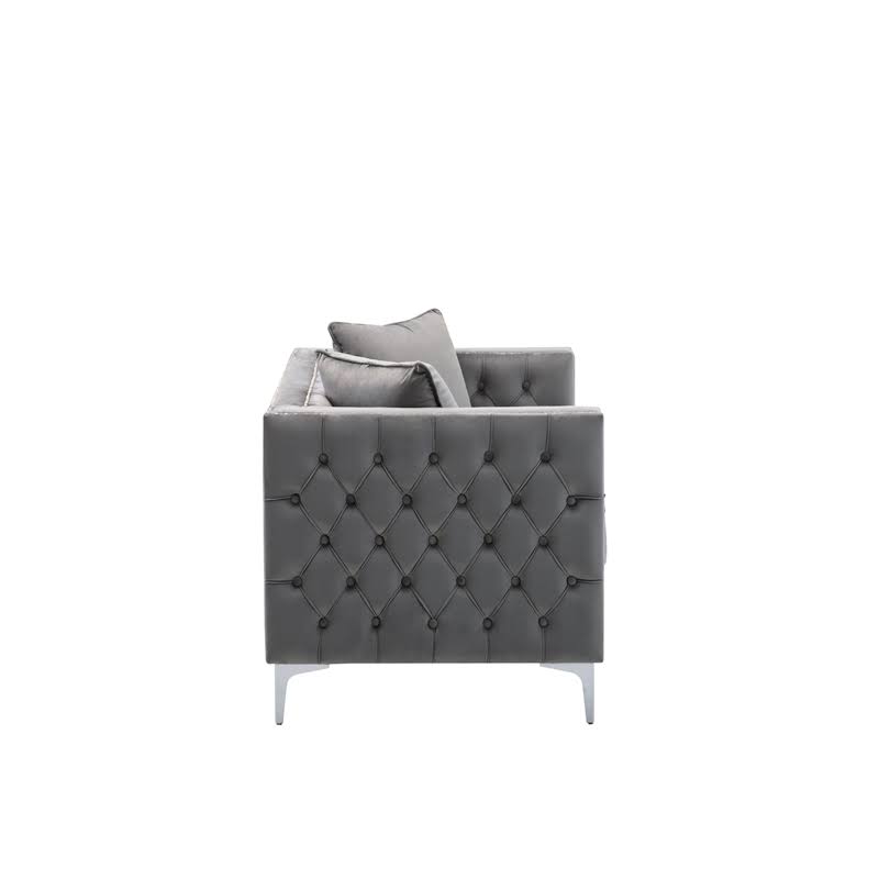 2 Piece Velvet Loveseat and Chair Set in Gray H49379