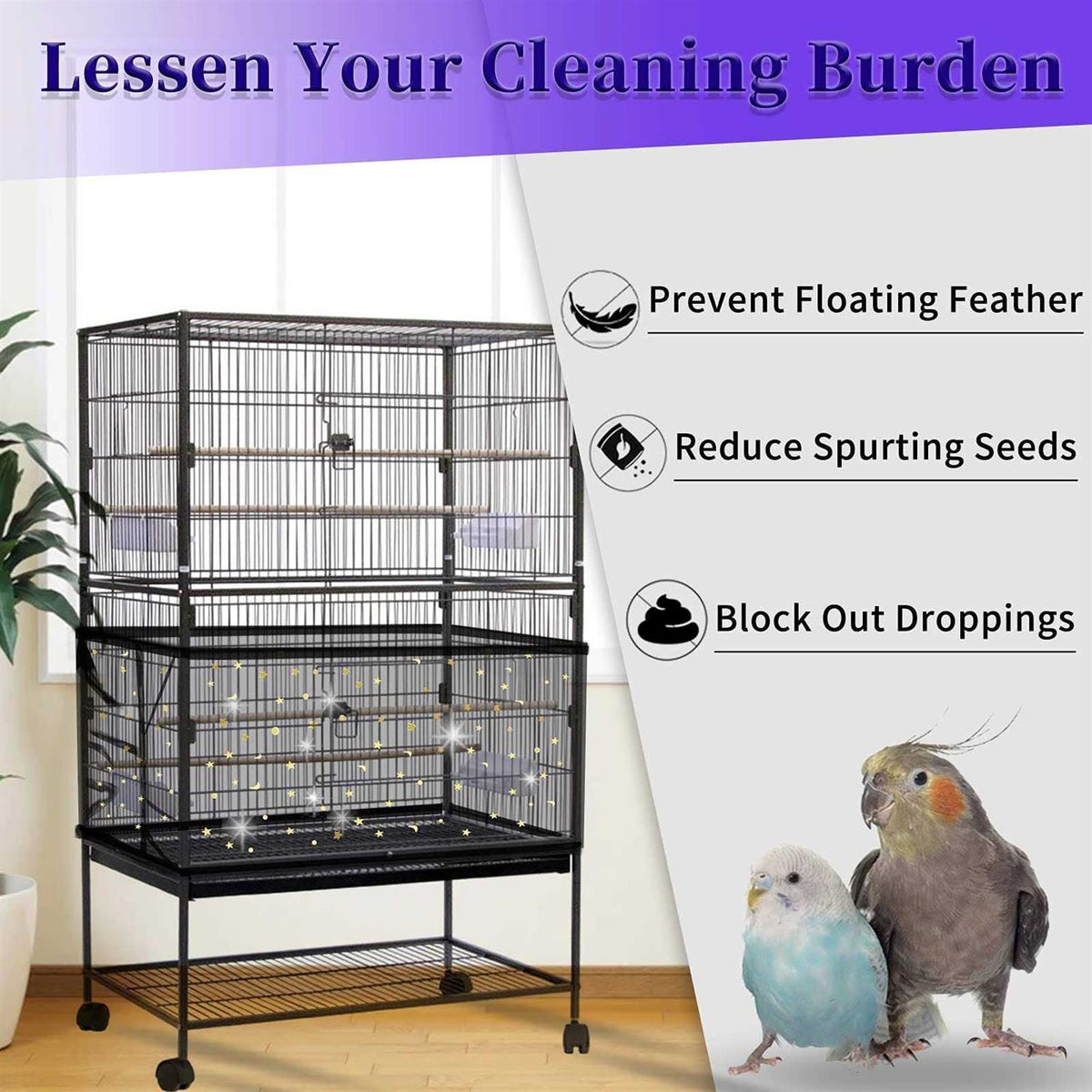 Bird Cage Seed Catcher Nylon Mesh Net H1057